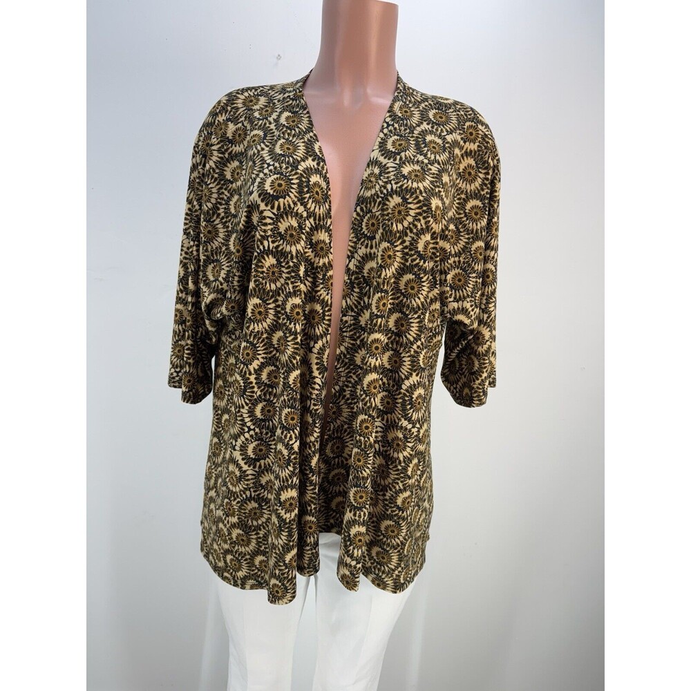 LuLaRoe Open Front Kimono Cardigan Womens S Sunflower Print Navy Yellow Boho - Picture 2 of 12